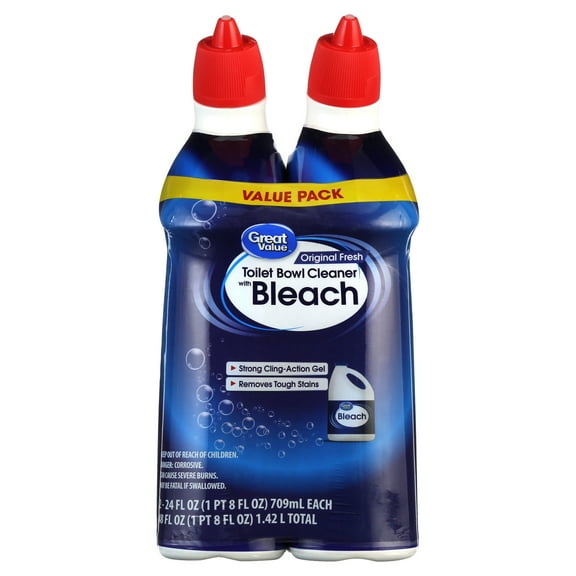 Great Value Residential Bathroom Cleaner Value Pack with Toilet Bowl Cleaner with Sodium Hypochlorite, Fresh Scent, 24 fl oz, 1 Pack