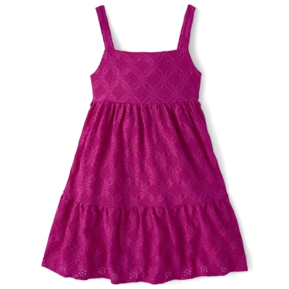 The Children's Place Girls Sleeveless Tiered Eyelet Bow Back Dress, Sizes XS-XXL