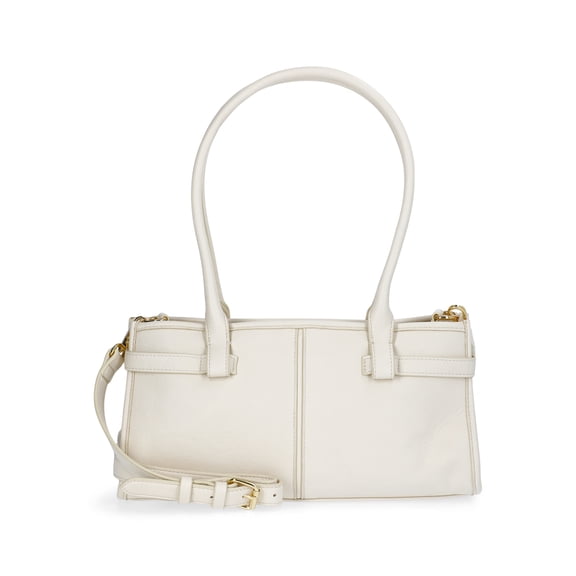 Time and Tru Women's Faux Leather Gwyn Shoulder Handbag, Bleached Beige