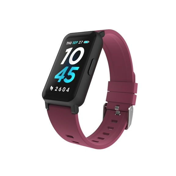iTech Active 3 Unisex Adult Smartwatch Fitness Tracker, Merlot, Silicone Strap